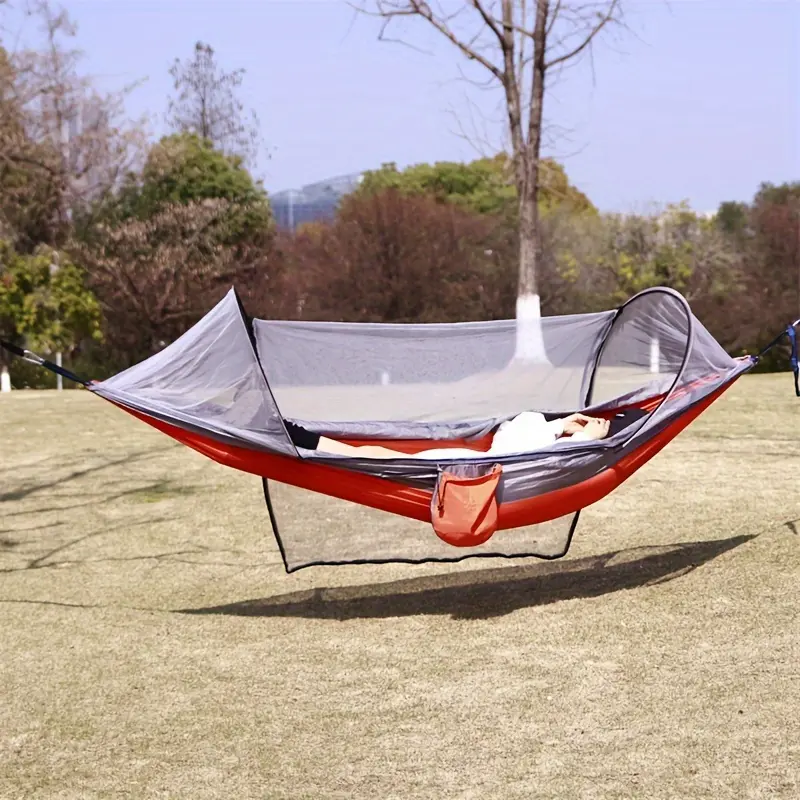 Ultra-Light  Spacious Camping Hammock with Automatic Setup   Mosquito Net - Perfect for Outdoor Adventures, Camping Equipment, Travel Accessory Hammock, Portable Travel Hammock