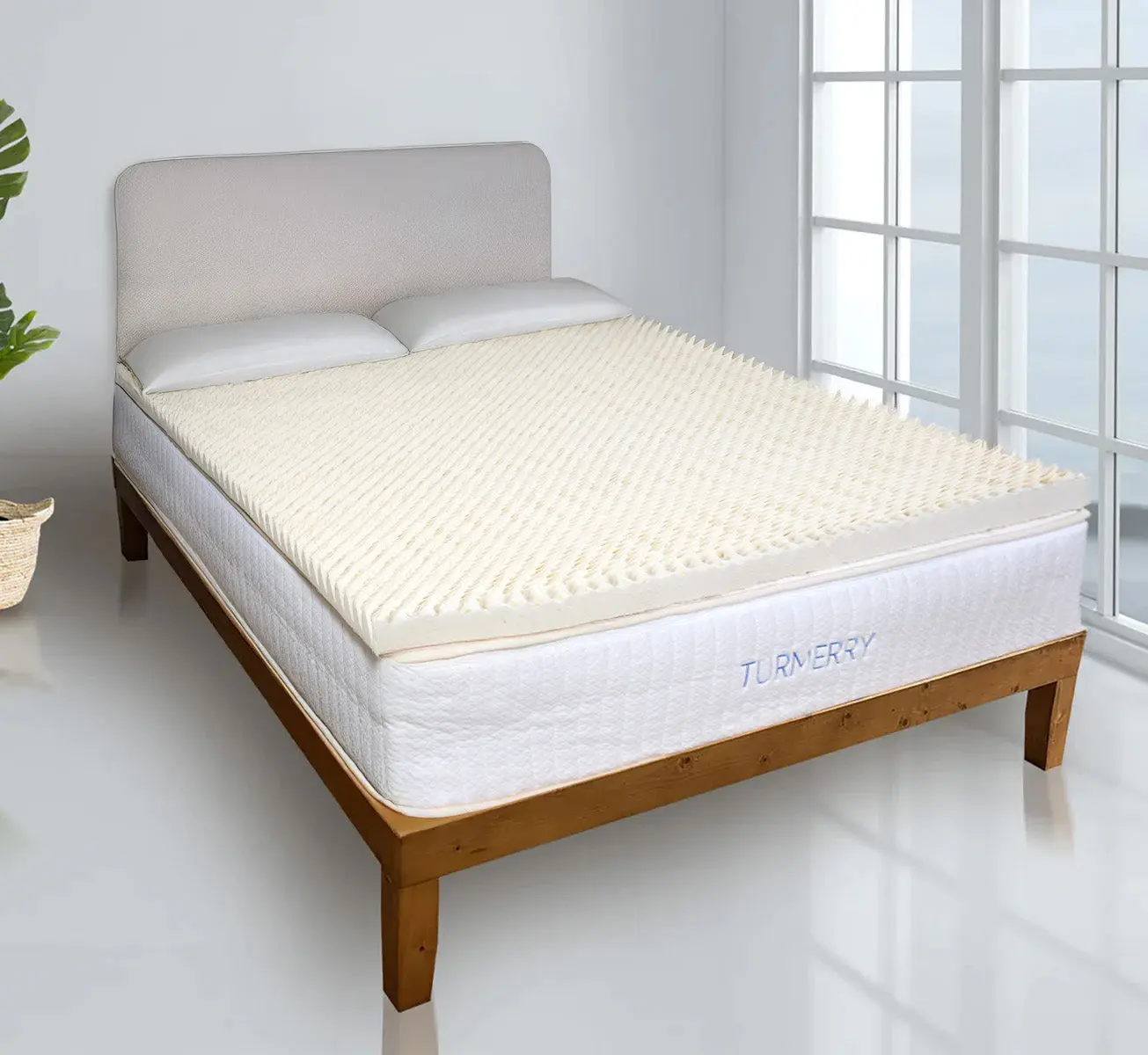 Egg Crate Design Natural Latex Mattress Topper - Eco-Institut Certified, Open-Cell Latex Structure, Pressure Relief, Breathable Cooling Bedding Pad for Cooling Sleep & Motion Isolation Enhanced Comfort