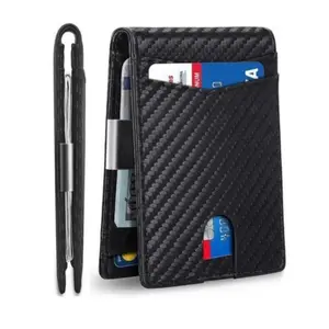 2026 Minimalist Carbon Fiber Bifold | RFID Blocking Money Clip Wallet | Ideal Gift for Men EDC Travel Work