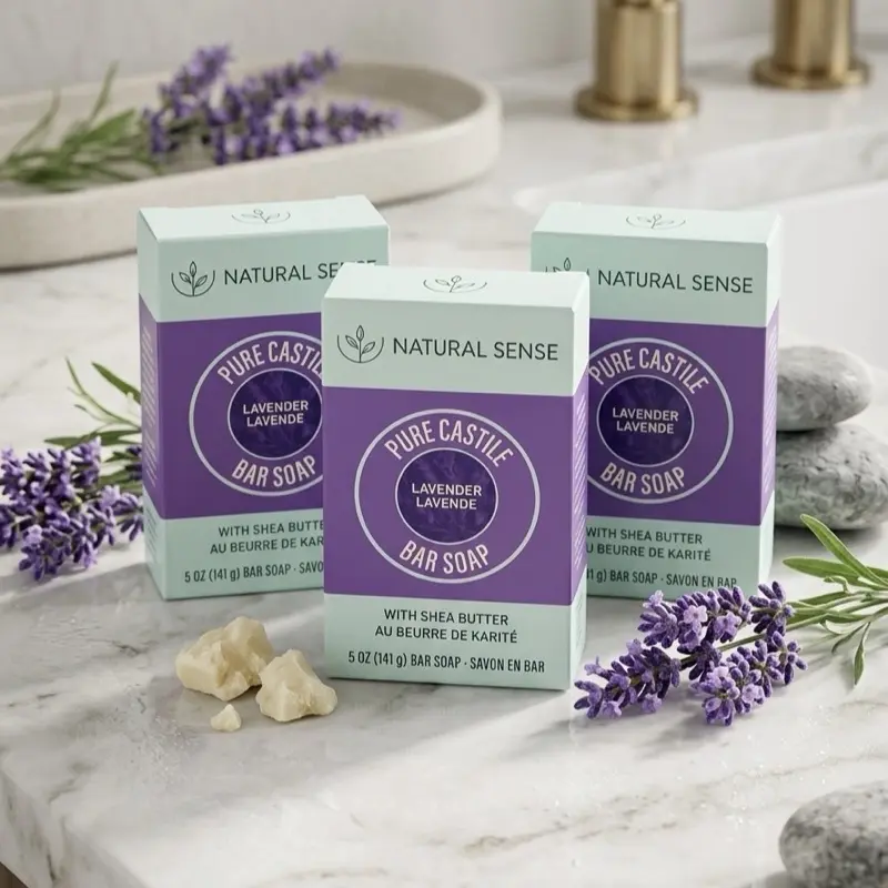 Pure Castile Bar Soap, All-Natural Unscented Cleanser for Body, Face