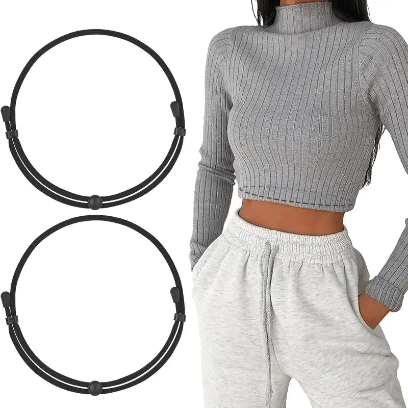 Women's 2-Pack Invisible Adjustable Stretch Waist Band - Stretchy Waist Belt with Hook Snap Button for Tucking Shirts, Style-Enhancing Outfit Accessory