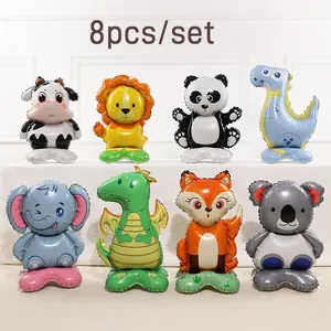Cartoon Animal Themed Balloon Set (8pcs), Inflatable Animal Shaped Balloon, Balloon Animals, Atmosphere Scene Layout Decoration Supplies For Birthday Party