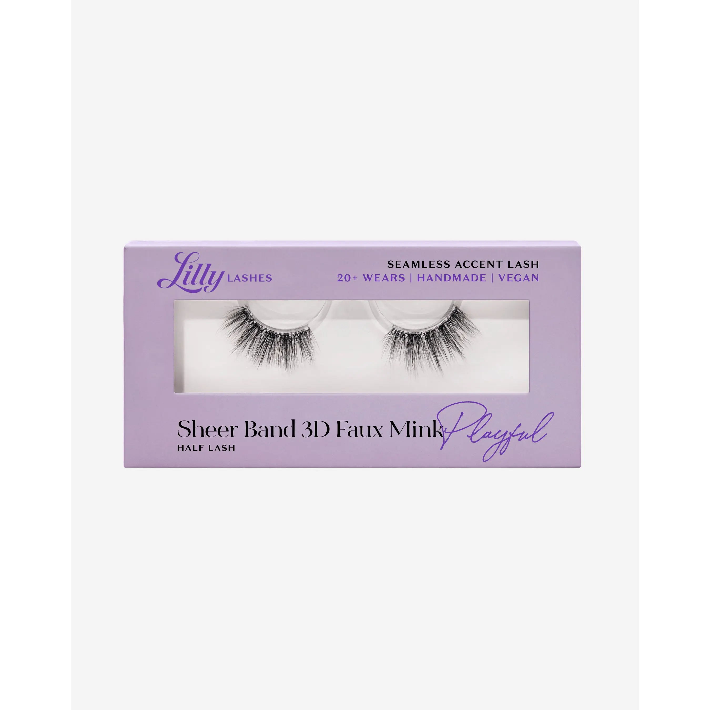 Playful Sheer Band Faux Mink Half False Lash Eyelashes Makeup Case Clear