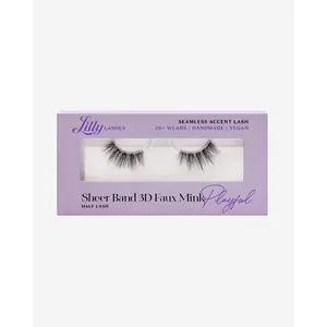 Playful Sheer Band Faux Mink Half False Lash Eyelashes Makeup Case Clear