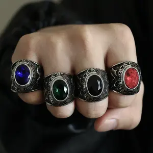 Men's Punk Gothic Sheep Head Stainless Steel Ring - Devil's Eye Totem, Hip-hop Rock Style Goth Funk Punk Dark Art Alternative Artistic Stainless Steel Jewelry, Goth Rings