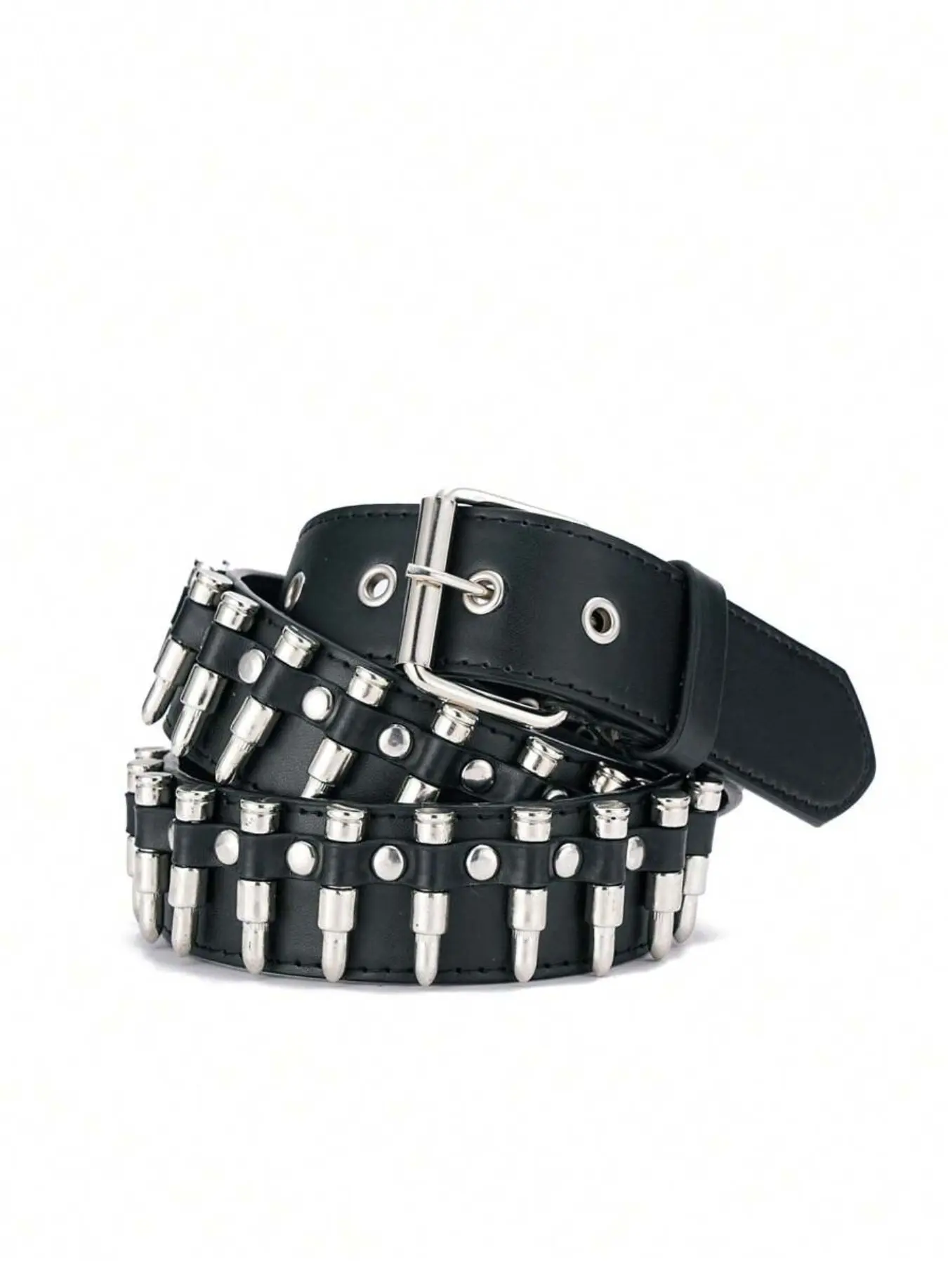 Punk Style Waist Belt with Bullet Decoration, Square Iron Buckle, PU Material, Unisex Fashion Accessory for Casual Wear, Street Style Belt, Punk Fashion Waistband