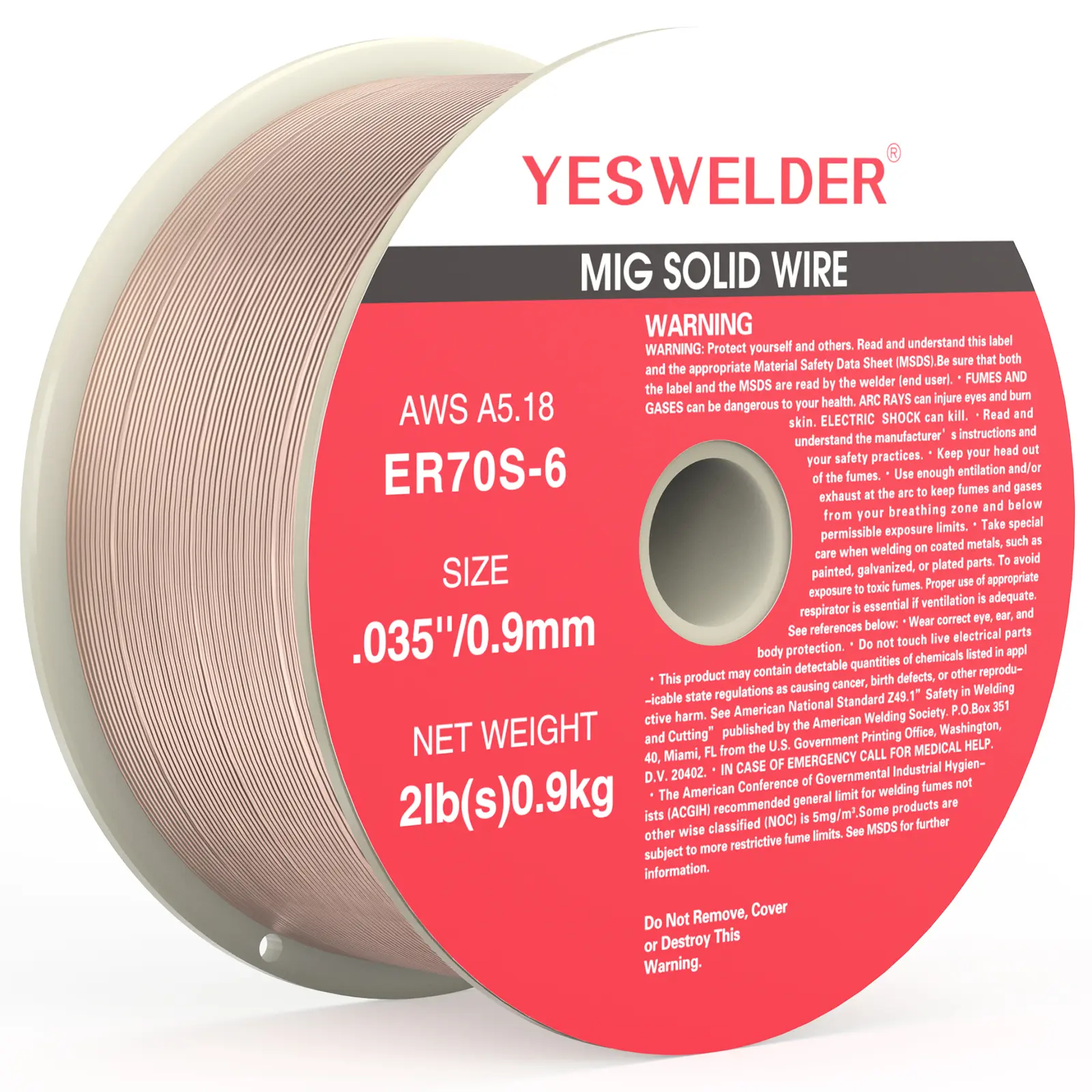 YESWELDER ER70S-6 Mild Carbon Steel MIG Welding Wire | 2LB Spool .023"/.030"/.035" Diameter Solid Gas MIG Wire