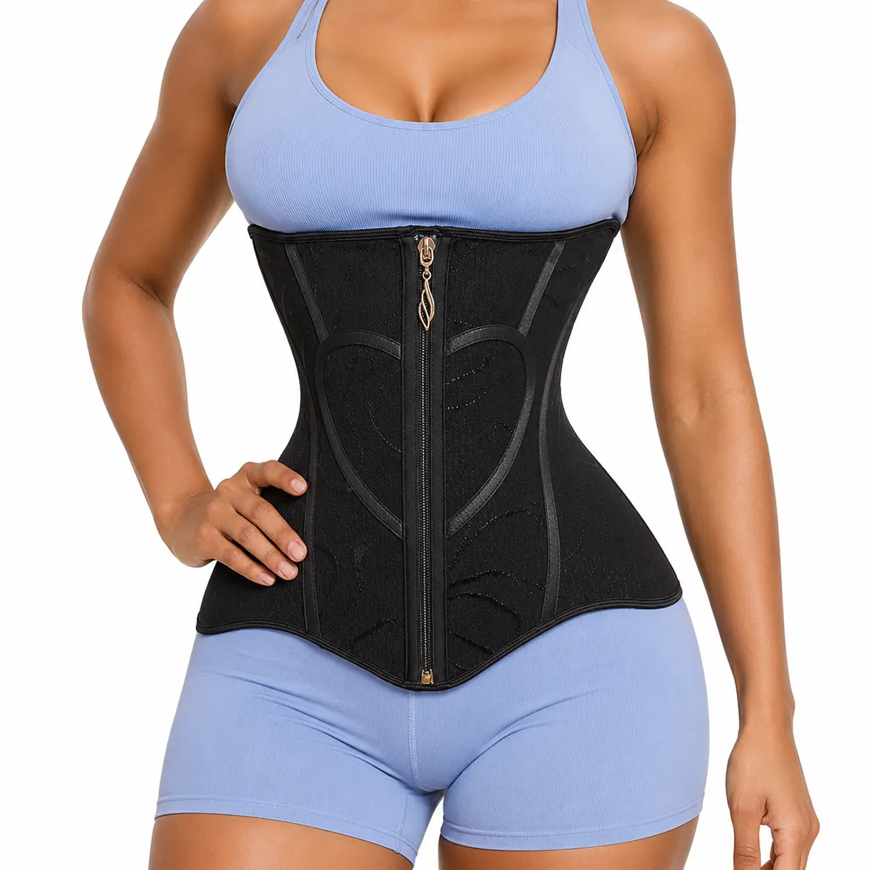 Quishaper Love Design Waist Trainer for Women Corset Girdle Tummy Control Shapewear Mesh Modal Cincher Hook Eye Zipper Body Shaper Long Torso Women, 17 Steel Boned - Postpartum