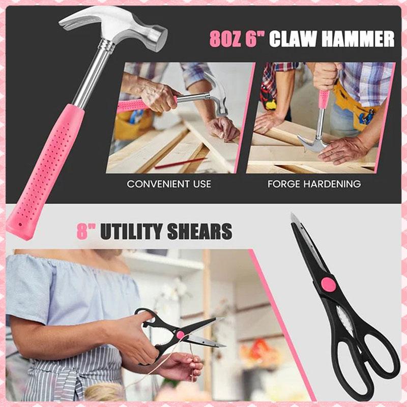 39 Piece General Household Tool Set in Toolbox Storage Case with Essential Hand Tools for Everyday Home Repairs, DIY and Crafts