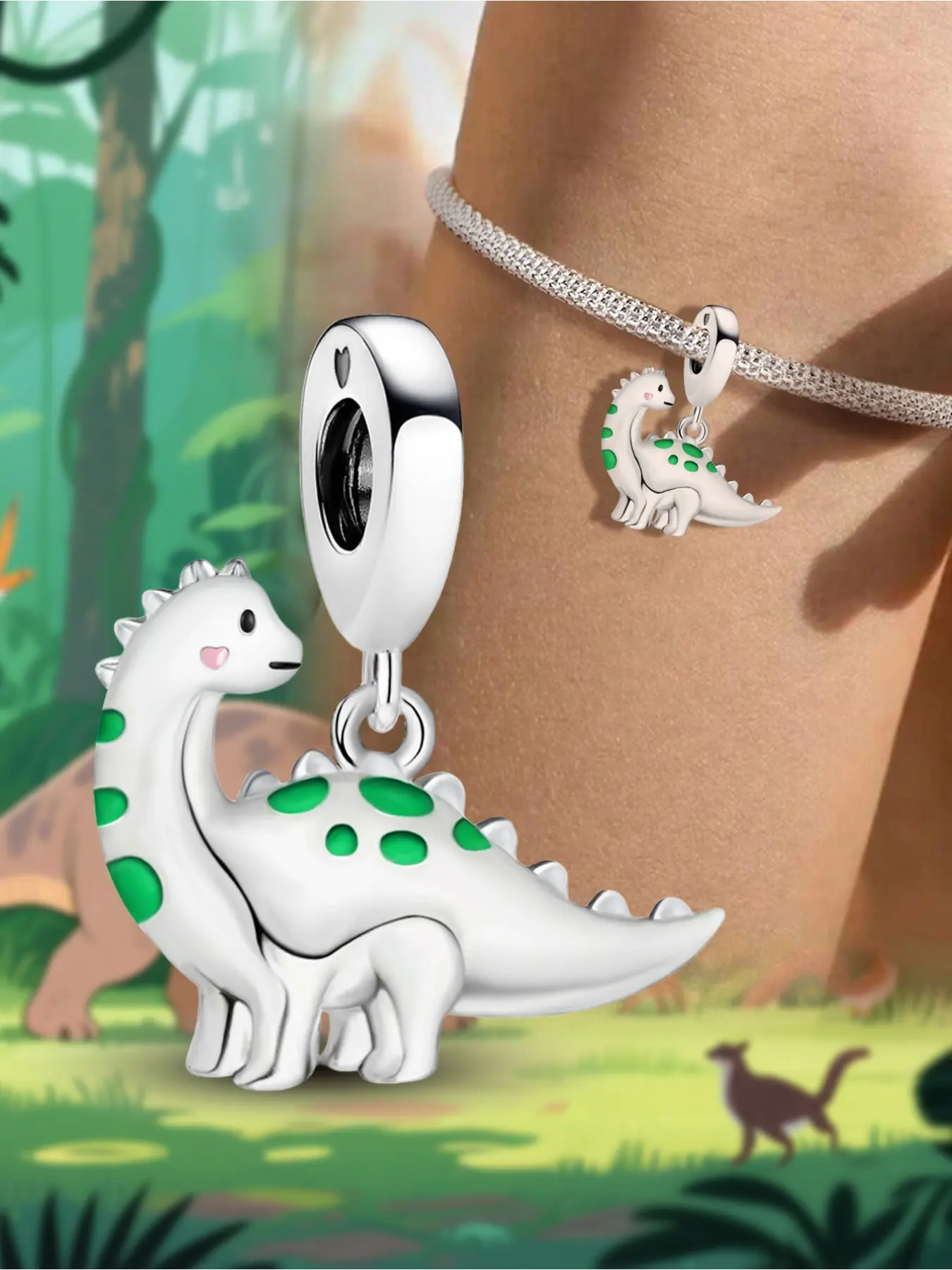 1Pc New Design Luminous Little Dinosaur Beaded Charm DIY Jewelry Making Kit Suitable for Bracelet Creative Craft Material Holiday Gift Pendant Women Birthday Gift Daily Wear Accessories Animals