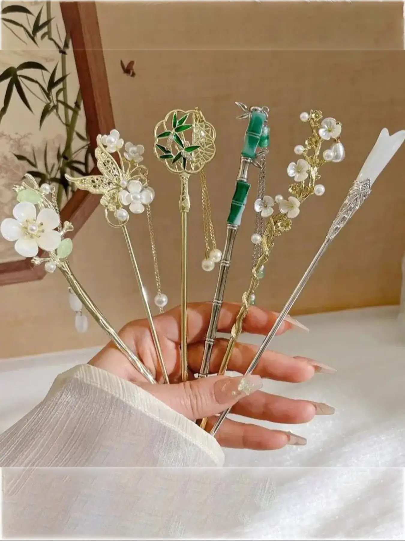 Hair Pin Set, 6 Counts/set Hair Pin With Tassel, French Hair Pins, Flower Hair Clip, Heatless Styling Tools For Women & Girls, Fashion Hair Accessories For Daily Wear, Hairpins