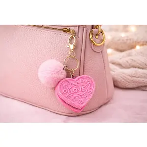 Pink Heart Cookie Clicker Keychain – Fidget Toy, Stress Relief Bag Charm