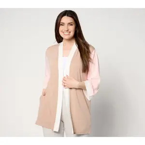 Cuddl Duds Airy Terry 3/4-Sleeve Open-Front Cardigan