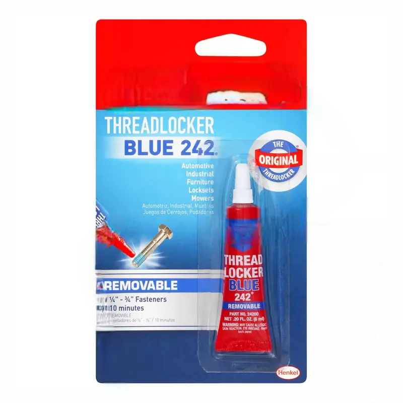 242 Blue Industrial Liquid Threadlocker - Medium-Strength, Easy and Quick Removable Glue for Automotive 6-19mm Nuts and Bolts, Eliminates Need for Lock Nuts, Prevents Loosening-Corrosion - 6ml, 1 Pack for Adults