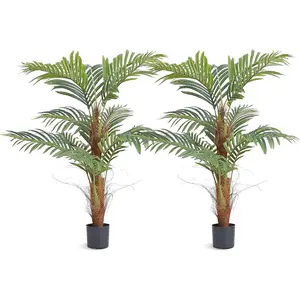 fathersdaygift VEVOR Artificial Golden Cane Palm Tree, 6.5 FT Tall Faux Plant, PE Material Anti-Tip Tilt Protection Low-Maintenance Plant, Lifelike Green Fake Tree for Home Office Warehouse Decor Indoor OutdoorVEVOR Super Brand Day