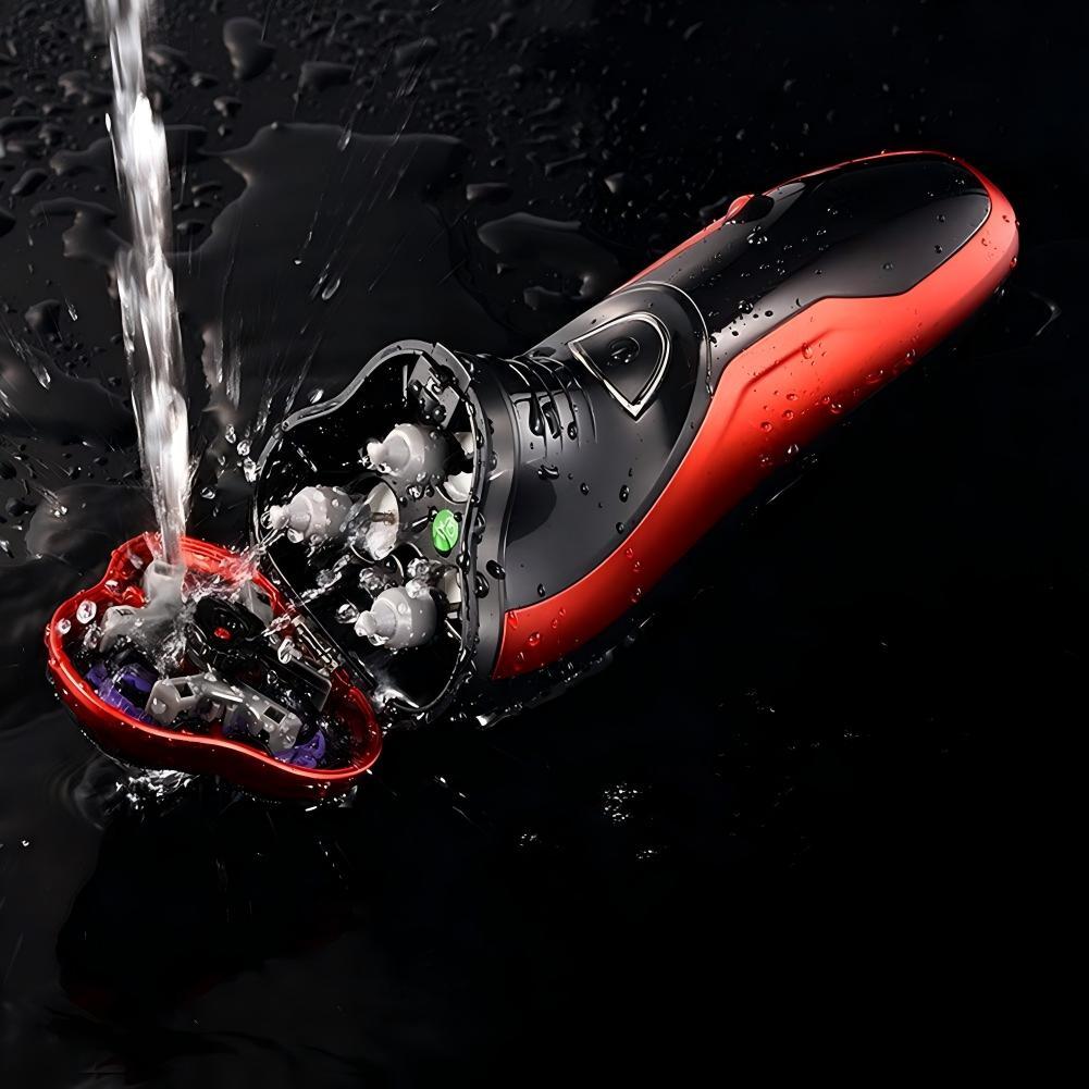 Rotary Electric Shaver — Men's Wet & Dry Rechargeable Electric Shaver, Black