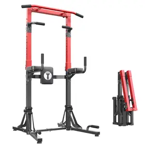 【Dlandhome 2026 Upgraded Foldable Version】 Multifunctional Pull-Up Station: Foldable,Multi-Level Height Adjustment, Home Upper Body Fitness Rack | Thick-Tube Stable Frame + Padded Cushions, Suitable for Pull-Ups, Push-Ups & Various Workouts