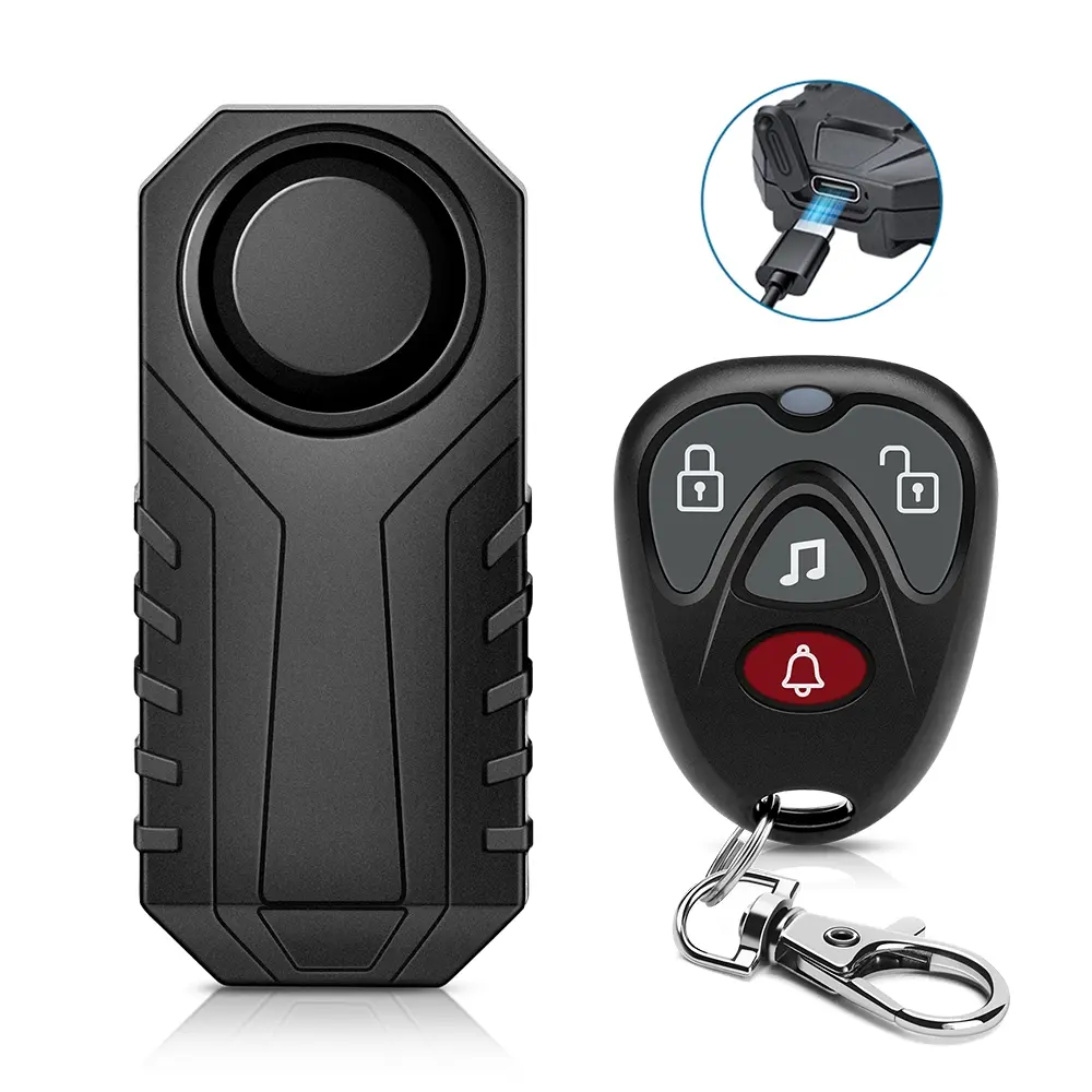 Bicycle Alarm System with Remote Control, Wireless 110db Anti-Theft Security, Rechargeable Waterproof Protection for Motorcycles & Scooters Bike