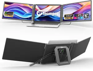 Teamgee 15.6" Laptop Screen Extender with Power Bank, FHD 1080P Triple External Monitor Display , Driver-Free Plug & Play for 13-17" Laptops (HDMI/USB), Home Office/Small Business, Windows/Mac/Android