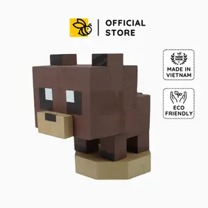 Brown Bear Wooden Model, Unique Bear Pixel Block, DIY Minecraft decor, Custom Handmade Gift & DIY Coloring Kit, Gift for him, Gift for her