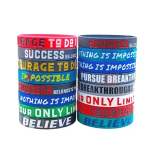 12-pack Sport Silicone Wristbands  with Inspirational Courage Messages Quick Dry Water-resistant Comfoetable Unisex Adult Size Women Man Teens,trendy Bracelet for Sport