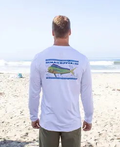 Men's UPF 50 Sun Defense Long Sleeve Shirt - White Mahi