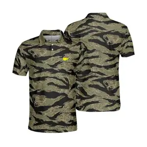 Tiger Stripe Camo Masters Performance Golf Polo Shirt, Vintage Graphic Print Classic Style Essential