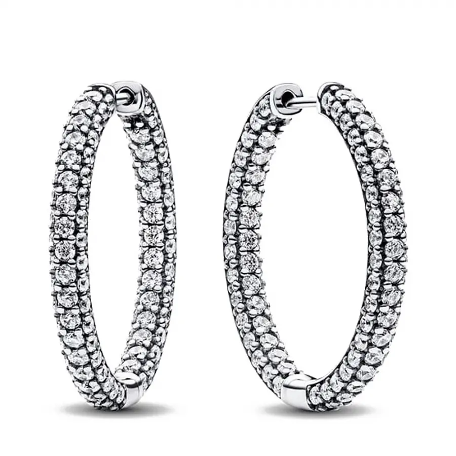 Pandora Timeless Pave Single-row Hoop Earrings 293016C01 Pandora Timeless Pave Single-row Hoop Earrings 293016C01