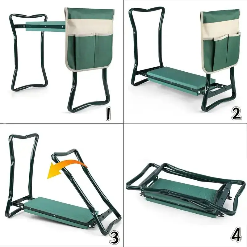 Upgraded Bench Kneeler and Seat with Thicken & Widen Soft Kneeling Pad, Garden Heavy Duty Foldable Gardener Stool with 1 Tool Pouches