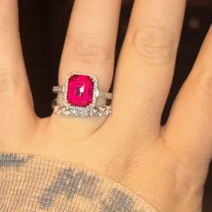 CICI GEMS 1CT Trilogy Moissanite 3-Stone Ring Set Classic for Women Wedding Set D VVS1 3 Stones Stackable Band 18K Gold Plated Lab-Created Hypoallergenic Engagement Promise Anniversary Gift Fine Jewelry R1