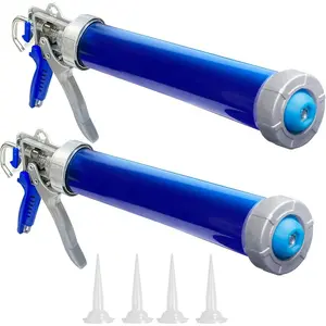 2 Pack sausage caulking gun, sausage gun caulking gun, 20 oz sausage tube gun caulking gun,with 4 cone nozzles,Suitable for bathroom, kitchen, living room, window and roof