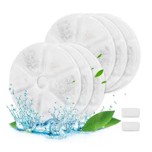 Cat Water Fountain Replacement Filter, Clean Water, 6 Counts Filter Elements & 2 Counts Sponges, Suitable for Cat, Kittens and Dog Water Fountain Accessories