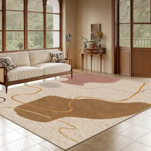Nordic abstract Morandi style imitation cashmere living room carpet, durable and easy to clean bedroom living room carpet, soft and comfortable plush 1.6cm thick imitation cashmere home decoration area carpet bedroom room decoration carpet home decoration