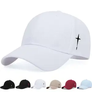 Unisex Polyester Cross Embroidered Flat Bill Snapback Sports Hat - Adjustable UV Protection Baseball Cap for Daily Wear, Outdoor Hiking