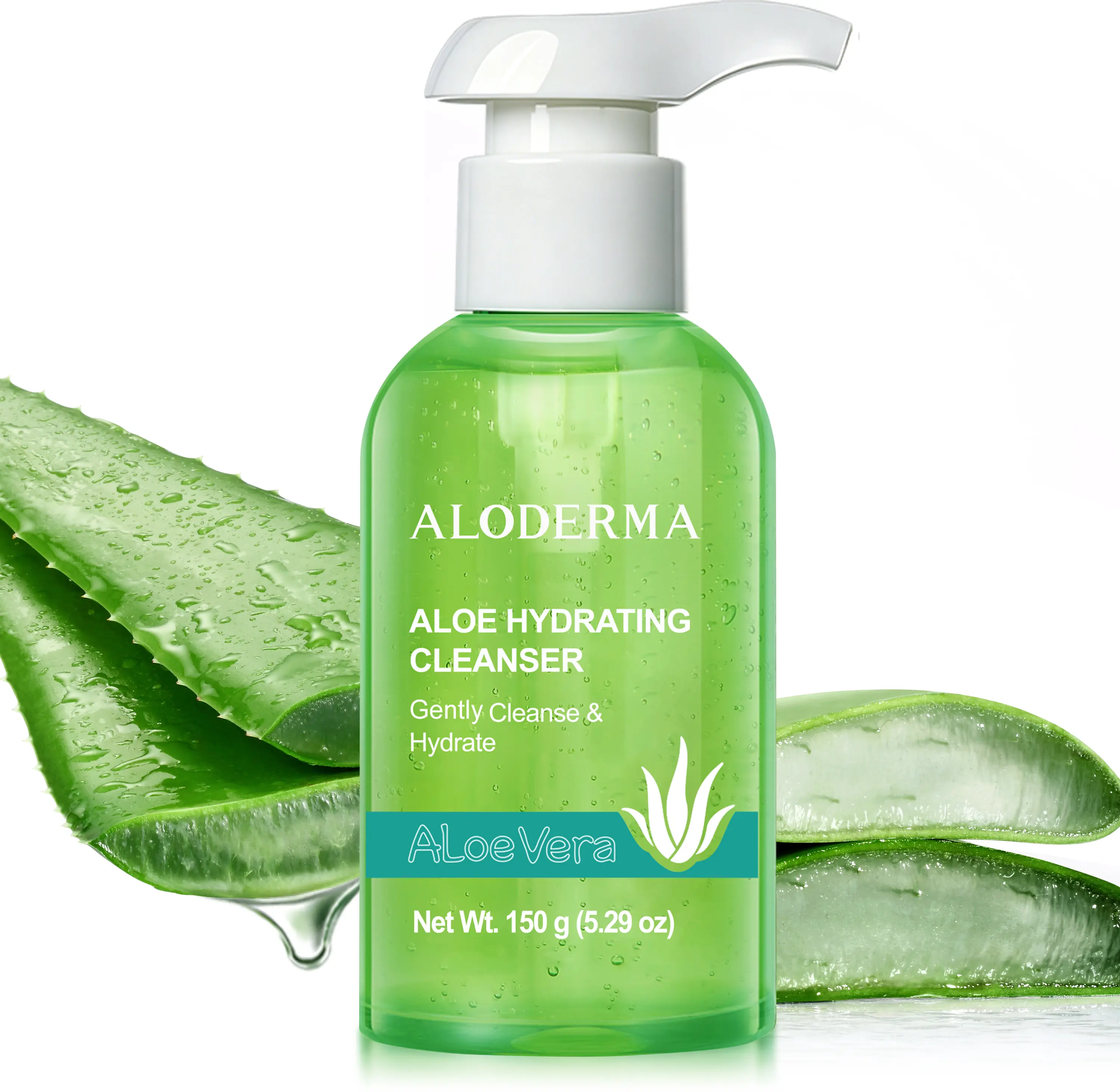 ALODERMA Hydrating Facial Cleanser Made with Fresh Organic Aloe Vera Juice, Shea Butter, & Vitamin E - Moisturizing Cleanser for Normal & Dry Skin, Non-Comedogenic - 5.29oz