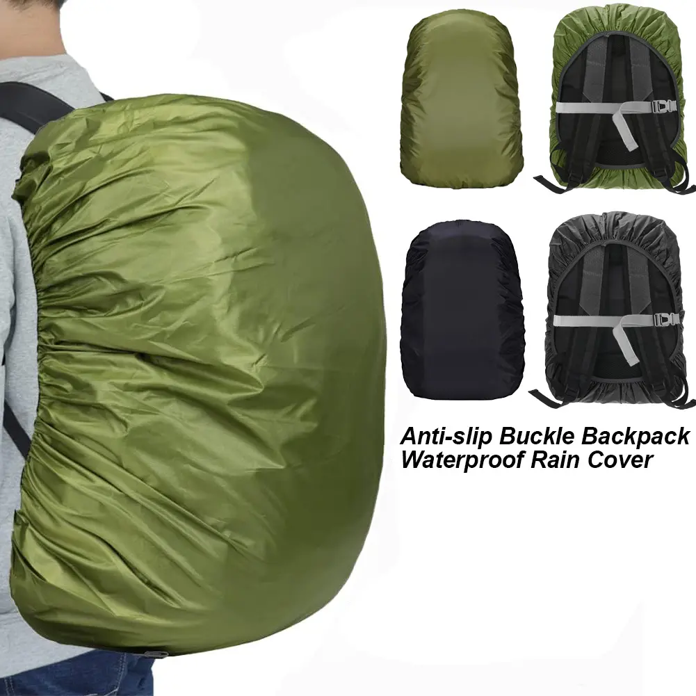 Adjustable Waterproof Backpack Rain Cover w/ Anti-Slip Buckle - Keep Gear Dry for Hiking, Biking, Camping, Waterproof Polyester Cover