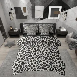 Feelyou 7-Piece Beige Black Cheetah Animal Print Comforter Set - Microfiber Cloth, Soft Texture, Breathable, High Tenacity, Multi-Size Bed-in-a-Bag with Sheets for Adults