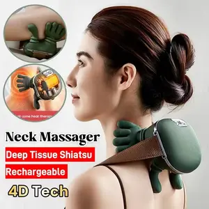 Portable Lightweight Neck Massager, Heated Back Massage Pillow, Electric Pressure Point Massager, 3 Modes, 2 Heating Levels, 4D Deep Tissue Relief, Deep Tissue Shiatsu, USB Rechargeable Massagers