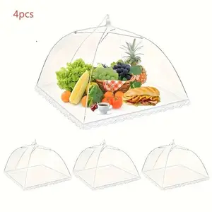 4-Pack Pop-Up Food Covers, Foldable Mesh Tent, Dome Design, Reusable and Washable, Dust-Proof, Ideal for Outdoor Picnics, Camping, BBQ, Parties, Travel