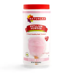 Naturlax Cotton Candy Flavored Psyllium Husk Powder 32 oz - Sugar Free Natural Fiber for Gut Health