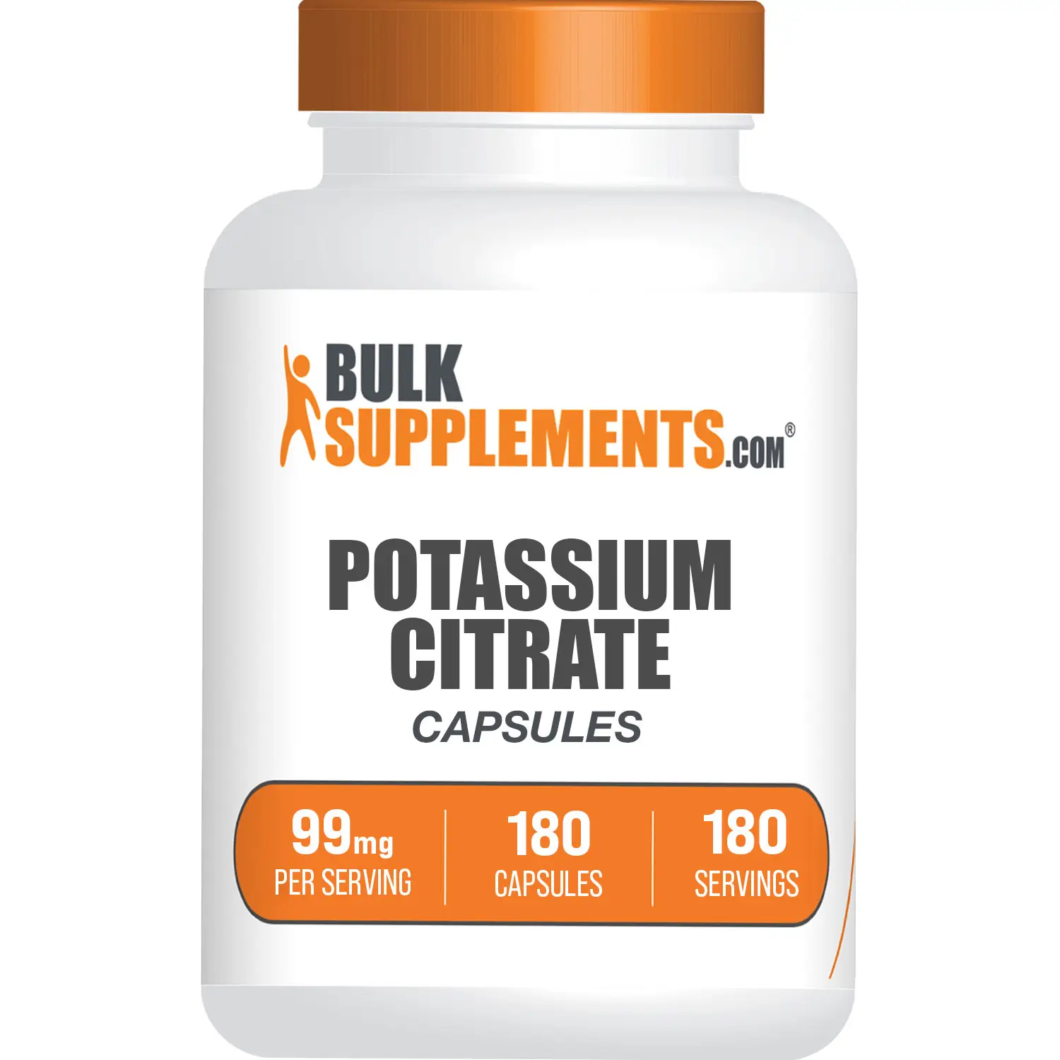 BulkSupplements - Potassium Citrate Capsules - Bone Health - Muscle Recovery - 180-500 Capsules - 99mg of Potassium per Serving