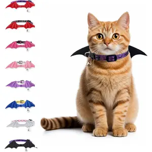 1 PC Bat Wing Cat Collar with Bell, Adjustable Kitten Collar with Safety Breakaway Buckle for Boy&Girl Cats, Halloween Christmas Cat Accessories for Kitten Puppy
