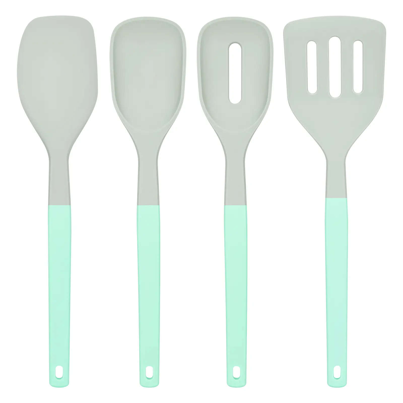 4Pcs Food-Grade Silicone Spatula Set with 2-Color Ergonomic Strong Handle, 600°F Heat-Resistant Turner & Spoon for Nonstick Cooking Kitchen Utensils Gadgets