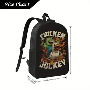 Best Trendy Boys' Chicken Jockey Backpack - Lightweight Durable Polyester School Bag with Adjustable Straps, Vibrant Cartoon Print, Multiple Compartments for Pens, Pencils & Supplies, Backpack for School, Playful Design, Secure Zipper Closure Supplies