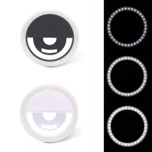 Selfie Ring Light with 28 LED Beads & 3 Brightness Levels - USB Rechargeable, Universal Clip for Phone/Tablet, Portable Makeup Light for Selfies, Videos, Vlog (50g, 8.4cm) Remote Cellphone