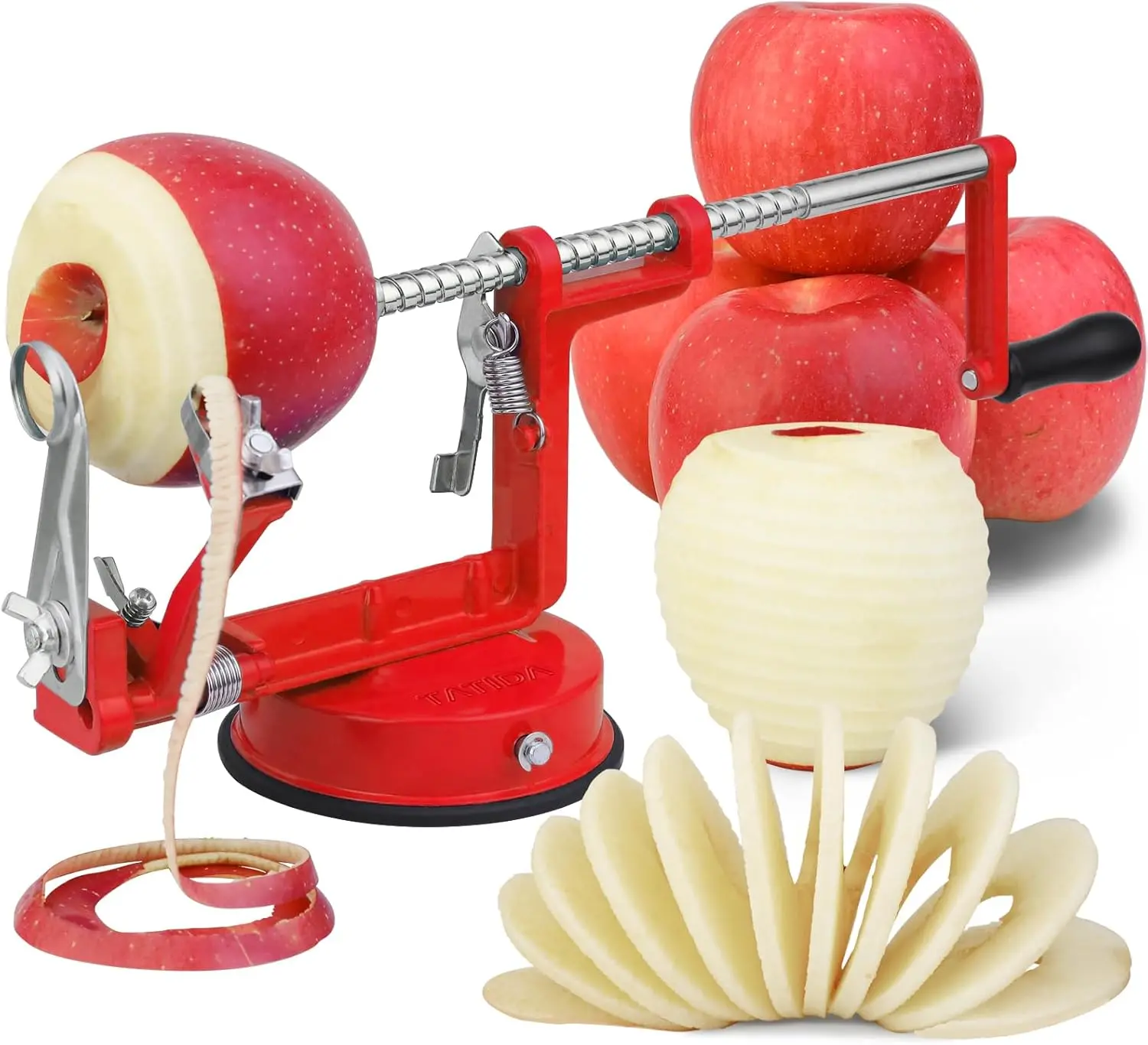 3-in-1 Apple Peeler Corer Slicer | Hand Crank Fruit Peeling Machine with Strong Suction Base, Stainless Steel Blade for Apples, Pears & Potatoes, Easy Kitchen Gadget