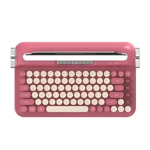 AJAZZ AF84 Wireless Thin Film Keyboard Dual Mode 2.4G Bluetooth Retro Punk Typewriter Female Office Keyboard ABS Material Code Word Office Artifact Circular Keycap Round Keycaps Supports Multiple Systems Suitable for Office and Gaming No battery