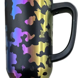 Camo Pattern 40 oz Reusable and Washable Tumbler - Portable Hydration Tumbler Flask for Beverage Needs - Bottle Flasks - Mug - Stainless Steel Cup Straw - Bottled stainless steel Drinkware
