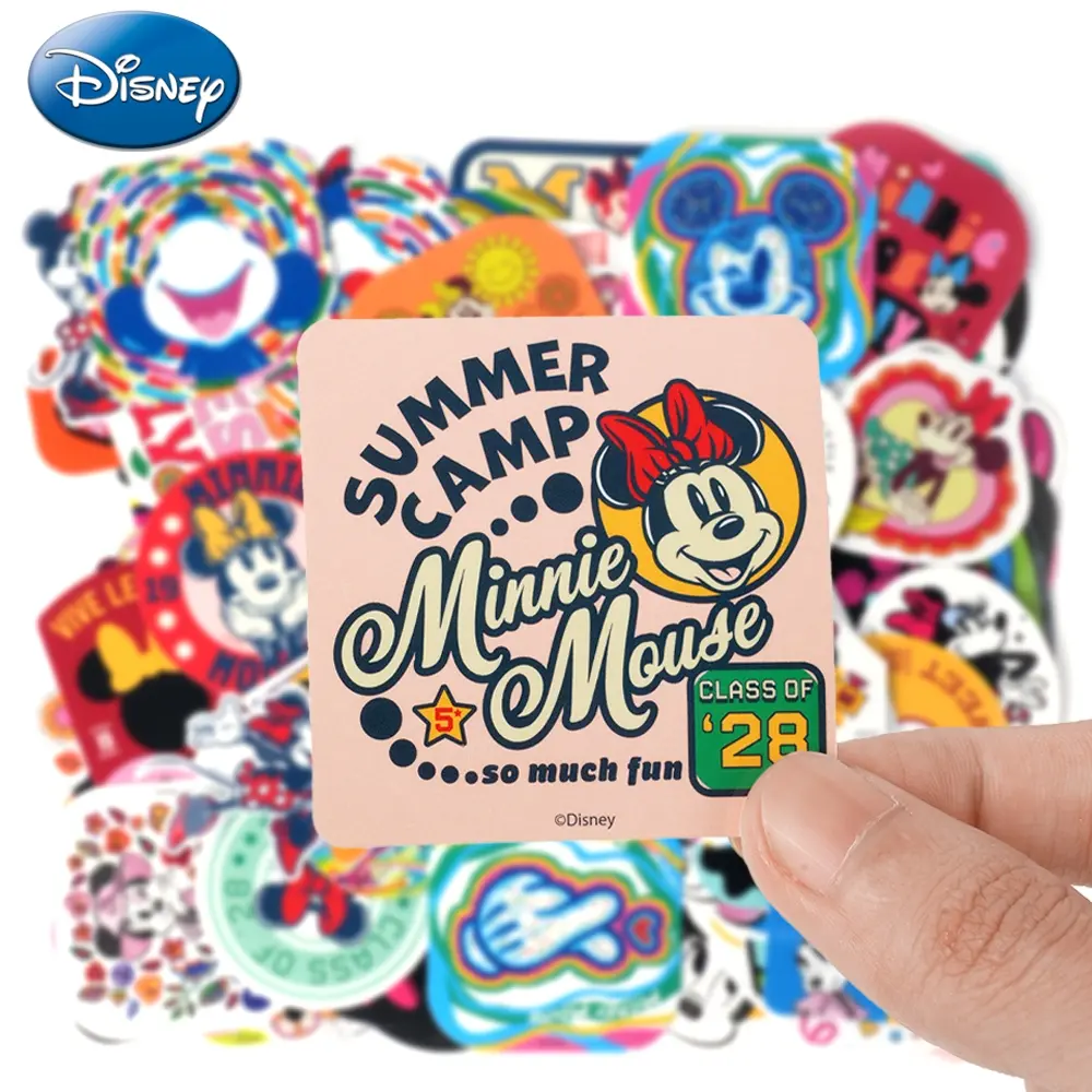 100pcs Disney Officially Licensed Mickey Minnie Sticker Decorative Stickers Cartoon Decoration Laptop Cup Helmet Picture Frame Skateboard Computer Waterproof Sticker Birthday Lovely Gift Sticker Set