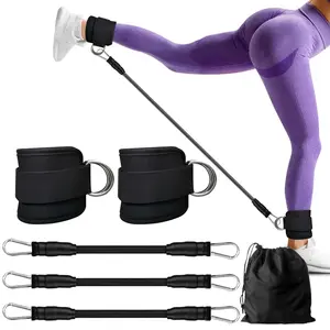 Ankle Resistance Band Set, 6 Counts/set Ankle Resistance Band & Ankle Straps & Mesh Bag, Leg & Butt Training Equipment, Leg and Glute Focused, Sport Fitness Equipment for Home Gym Workout
